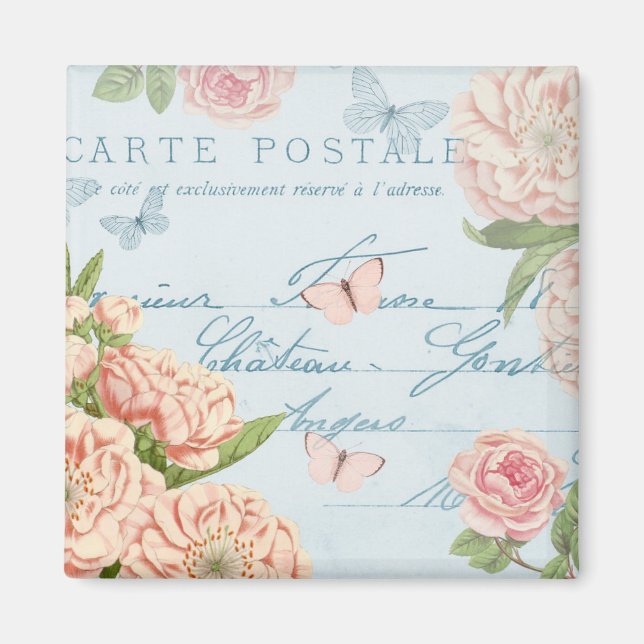 Blommig vintage magnet med blommor (Framsidan)