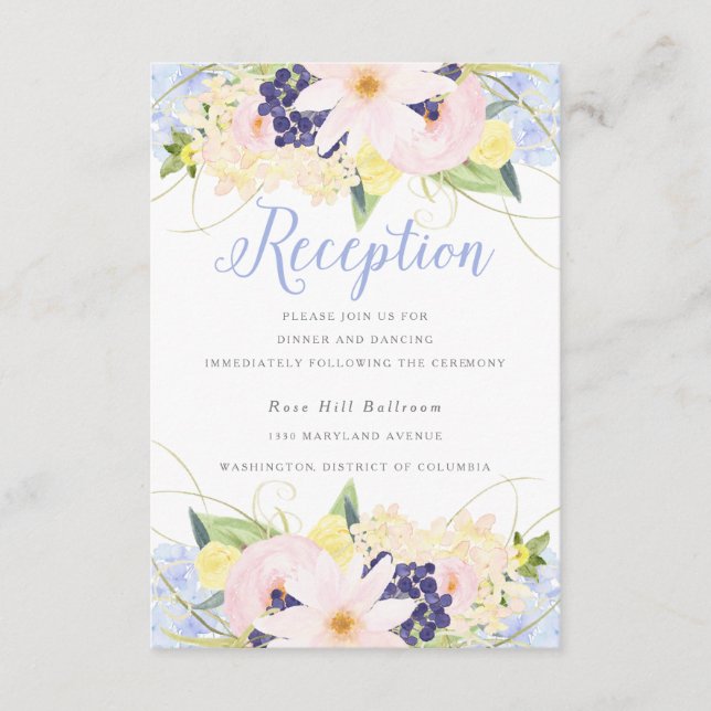Blommig Vintage Vår Bröllopsmottagning Tilläggskort (Framsida)