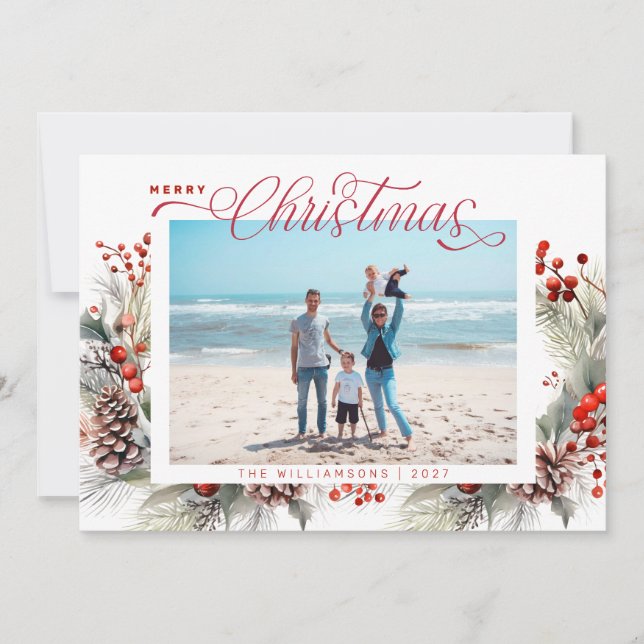 Blommig vinter  God jul Julkort (Framsida)