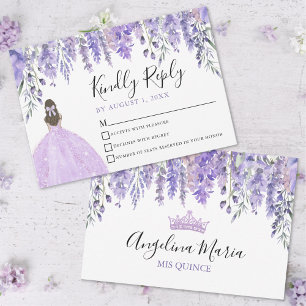 Blommig Violett Tiara Lila Quinceanera RSVP-kort OSA Kort