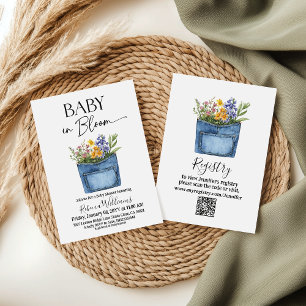 Blommig Western Denim Fick Baby I Knopp Badkar Inbjudningar