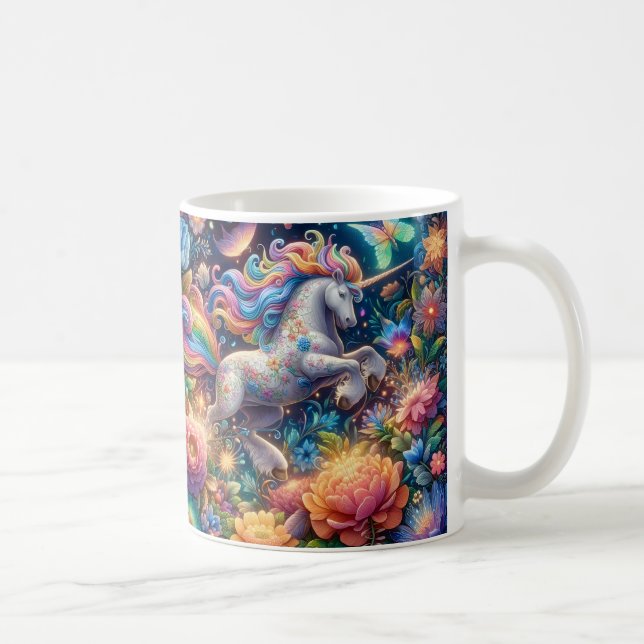 Blommig Whimsical Fe Enhetshorn Kaffemugg (Höger)