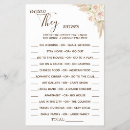 Blommig Would They Rather dusch spelkort Flygblad