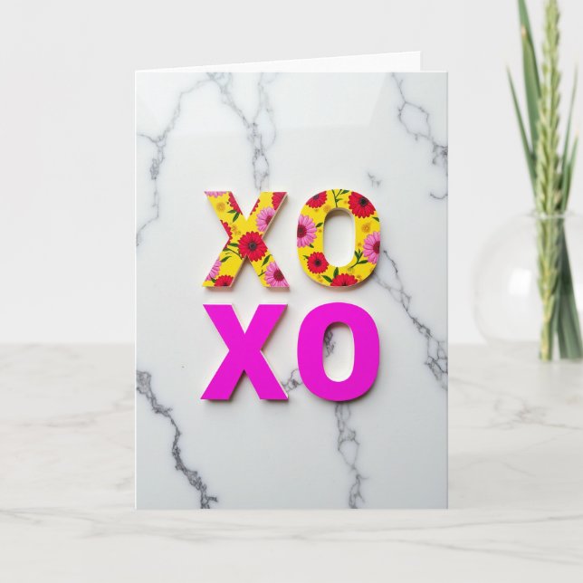 Blommig Xoxo Modern Kärlekskort Kort (Framsida)