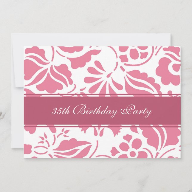 Blommiga 35-års födelsedagsinbjudningar inbjudningar (Framsida)