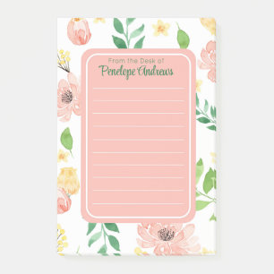 Blommiga akvarellpersonliga Post-it-lappar Post-it Block