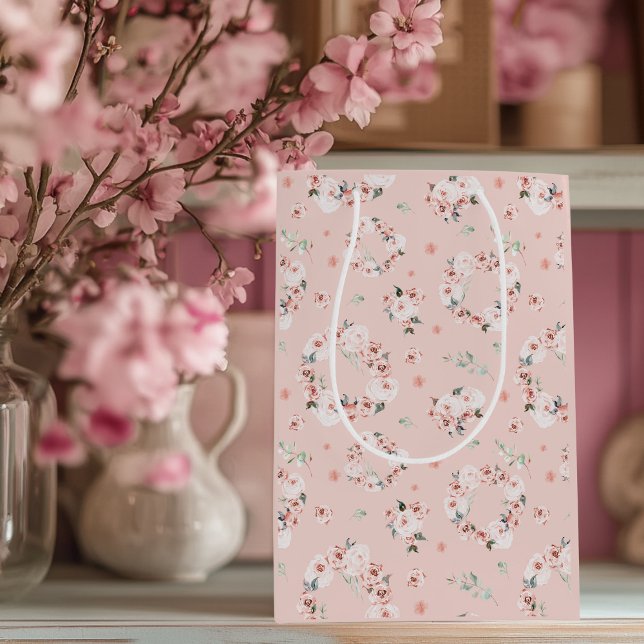 Blommiga Alla Hjärtans Dag  (Valentines Floral Hearts Pink Gift Bag )