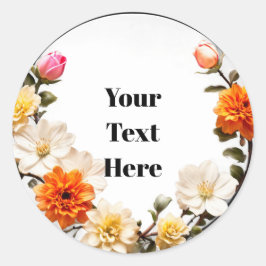 Blommiga anpassningsbara dekaler fest/bröllop runt klistermärke