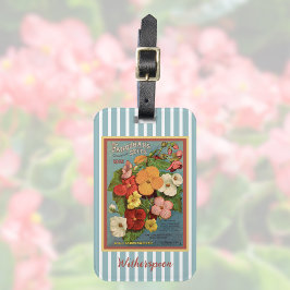 Blommiga Begonior Rosa 1902 Fröpaket Blå Ränder Bagagebricka