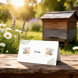 Blommiga Bihus och liten Bebis Bjudning Placeringskort