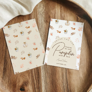 Blommiga blad faller pumpa baby shower tack kort