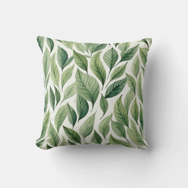 Blommiga blad kastkudde kudde (Framsida)