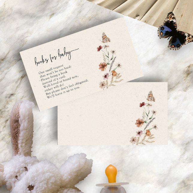 Blommiga böcker för baby inläggningskort tilläggskort (Boho Floral Books For Baby Enclosure Card by Painted Paperie
)