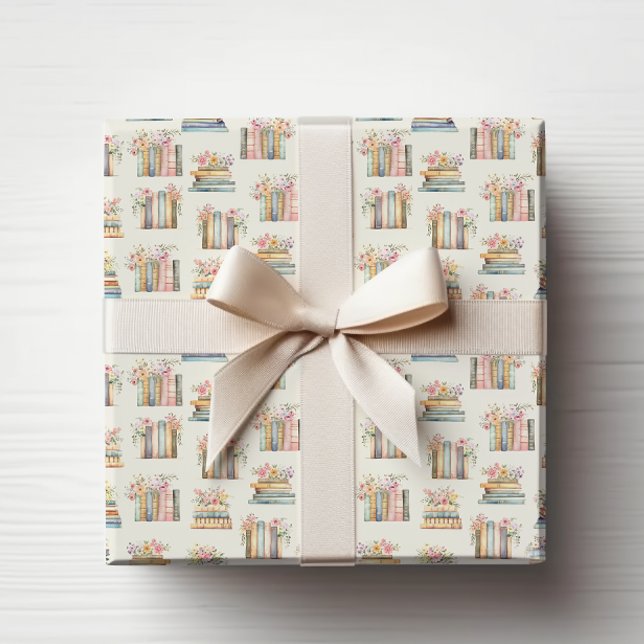 Blommiga Böcker Presentpapper (Floral Books Wrapping Paper by Painted Paperie
)