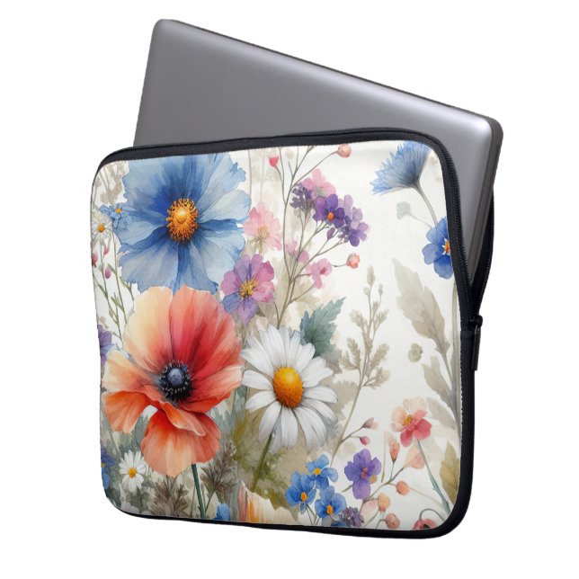 Blommiga Bonanza En Kronbladspartaj Extravaganza Laptop Fodral (Framsidan Vänster)