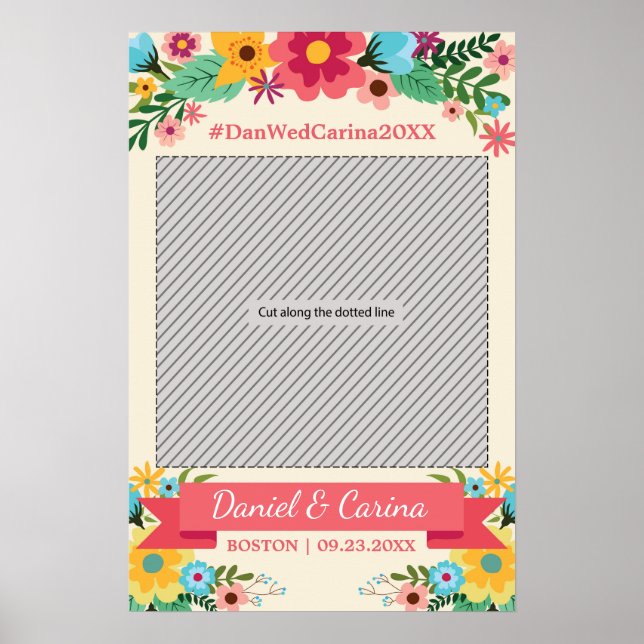 Blommiga bröllops fotoramprops poster (Framsidan)