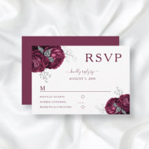 Blommiga Burgunderrosor Elegant Bröllops-RSVP-kort