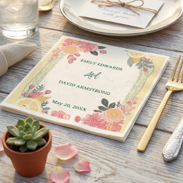 Blommiga citron sommar bröllop servetter