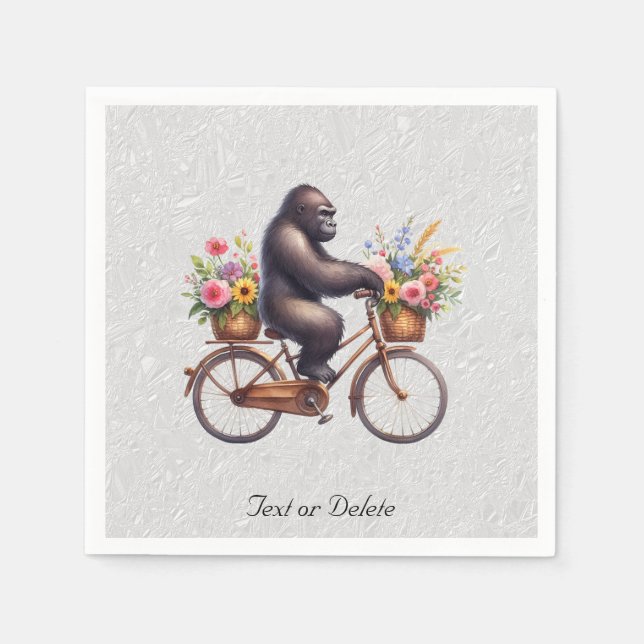 Blommiga cykel gorilla servetter (Framsidan)