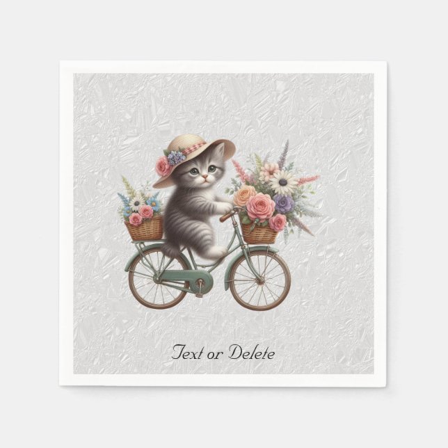 Blommiga cykel katt servetter (Framsidan)