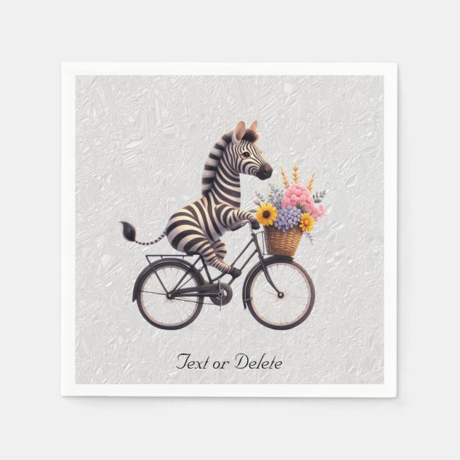 Blommiga cykel zebra servetter (Framsidan)