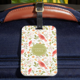 Blommiga Fåglar – Elegant Botanisk Resestil Bagagebricka
