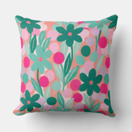 Blommiga fläckar i laxrosa mönster kudde