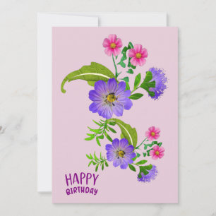 Blommiga födelsedagsgratulationer Platt kort