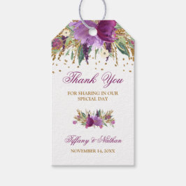 Blommiga glitter ametist tack presentkort presentetikett