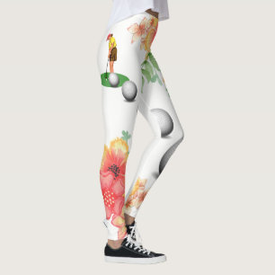 Blommiga golfbollar Golfspelare Leggings