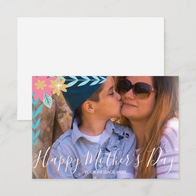 Blommiga grenar grönska Glad mors dag-kort Kort (Fram/baksida)