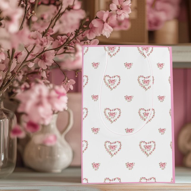 Blommiga Hjärtan Alla Hjärtans Dag (Floral Hearts Gift Bag)