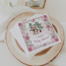 Blommiga hjortar snöflingor Baby flicka Shower  Pappersservett