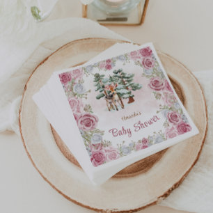 Blommiga hjortar snöflingor Baby flicka Shower Pappersservett