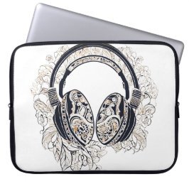 Blommiga Hörlurar AI konst Laptop Fodral