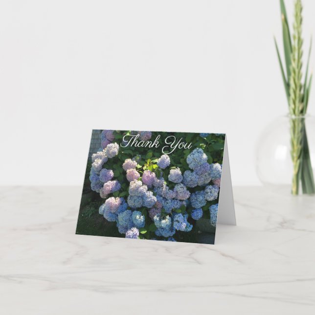 Blommiga Hydrangea Tacksamhetskort Tomma Inuti Tack Kort (Framsida)