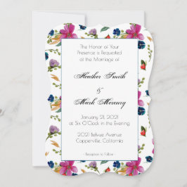 Blommiga Joyeaux Signatur Inbjudningar