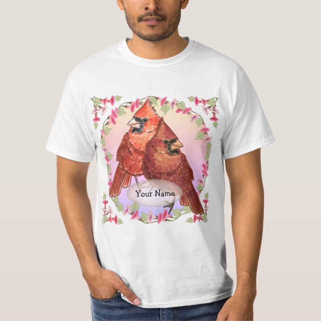 Blommiga kardinaler  t shirt (Framsida)