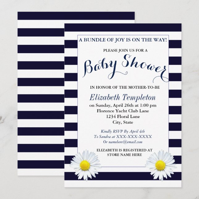 Blommiga könsneutrala baby shower-inbjudningar för inbjudningar (Fram/baksida)