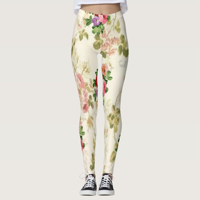 blommiga långa leggings vita tonåring (Framsida)