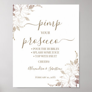 Blommiga linjer Pimpa din Prosecco Bröllopsduschsk Poster