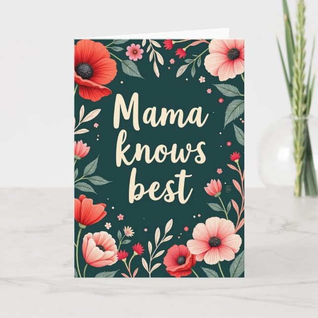 Blommiga Mamma Vet Bäst Kort (Framsida)