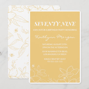 Blommiga moderna gula 79-års födelsedagsinbjudning inbjudningar