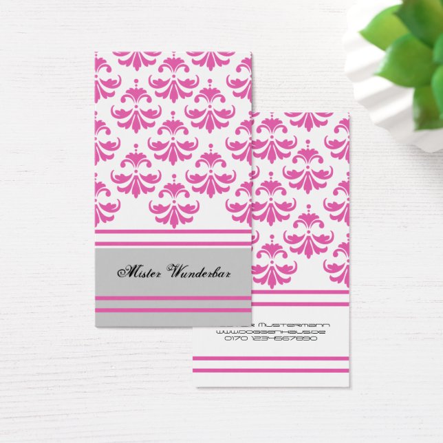 Blommiga moderna rosa grå Grand Danois visitkort (Skivbord)