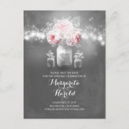 Blommiga murarljus rustic spara datum meddelande vykort