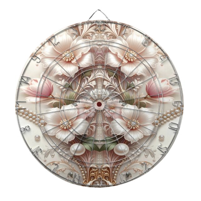 Blommiga och pärldekor Dartboard Darttavla (Framsidan)