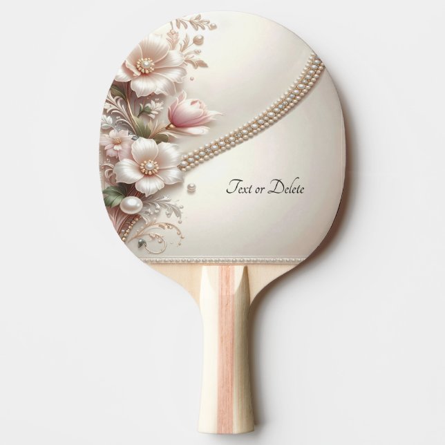 Blommiga och pärldekor pingisracket (Framsidan)