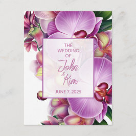 Blommiga orkidéer bröllopskort med QR-kod Tilläggskort