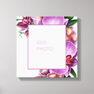 Blommiga orkidéer Lägg till foto Sträckt canvas 