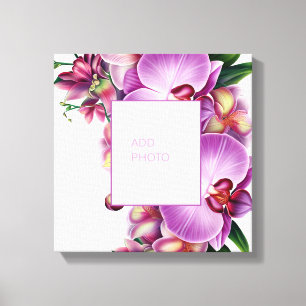 Blommiga orkidéer Lägg till foto sträckt canvas 